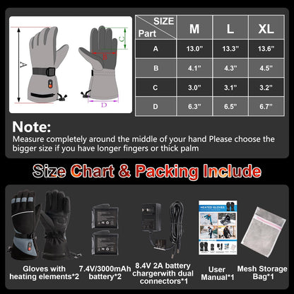 Rechargeable Heated Gloves for Men Women Hand Warmers Winter Ski Gloves
