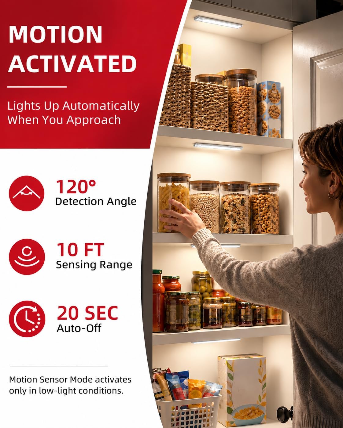 Under Cabinet Lighting 6 Pack, Rechargeable Motion Sensor Closet Lights