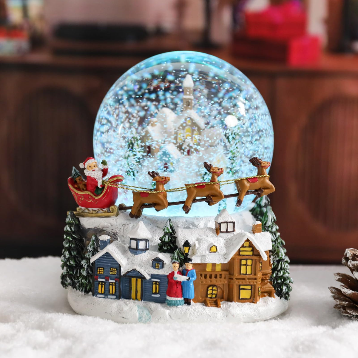 Musical Snow Globe with Color Changing LED Lights, Snowman Music Box