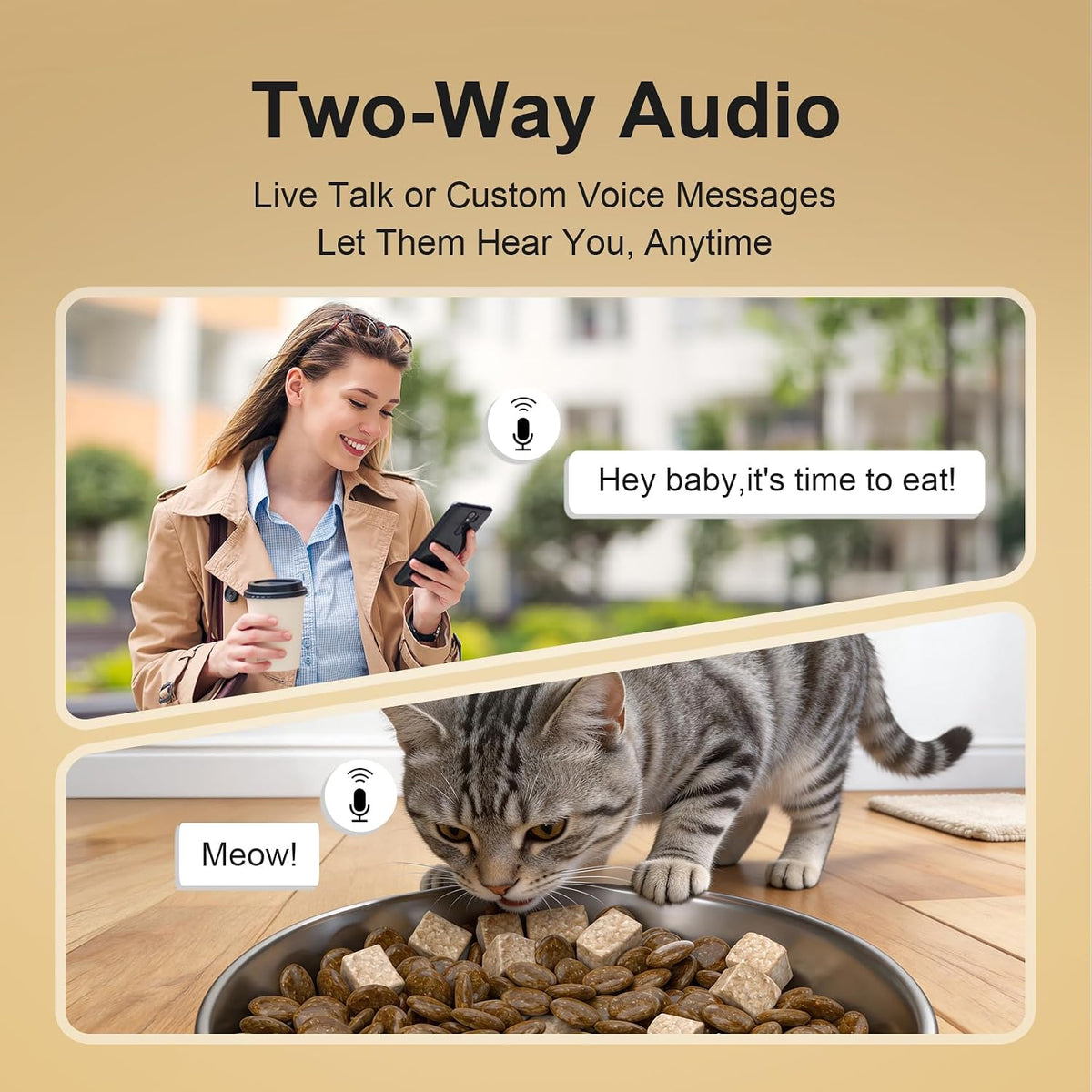 Automatic Cat Feeder with 2K Camera, 6.5L, App Control 5G/2.4G WiFi