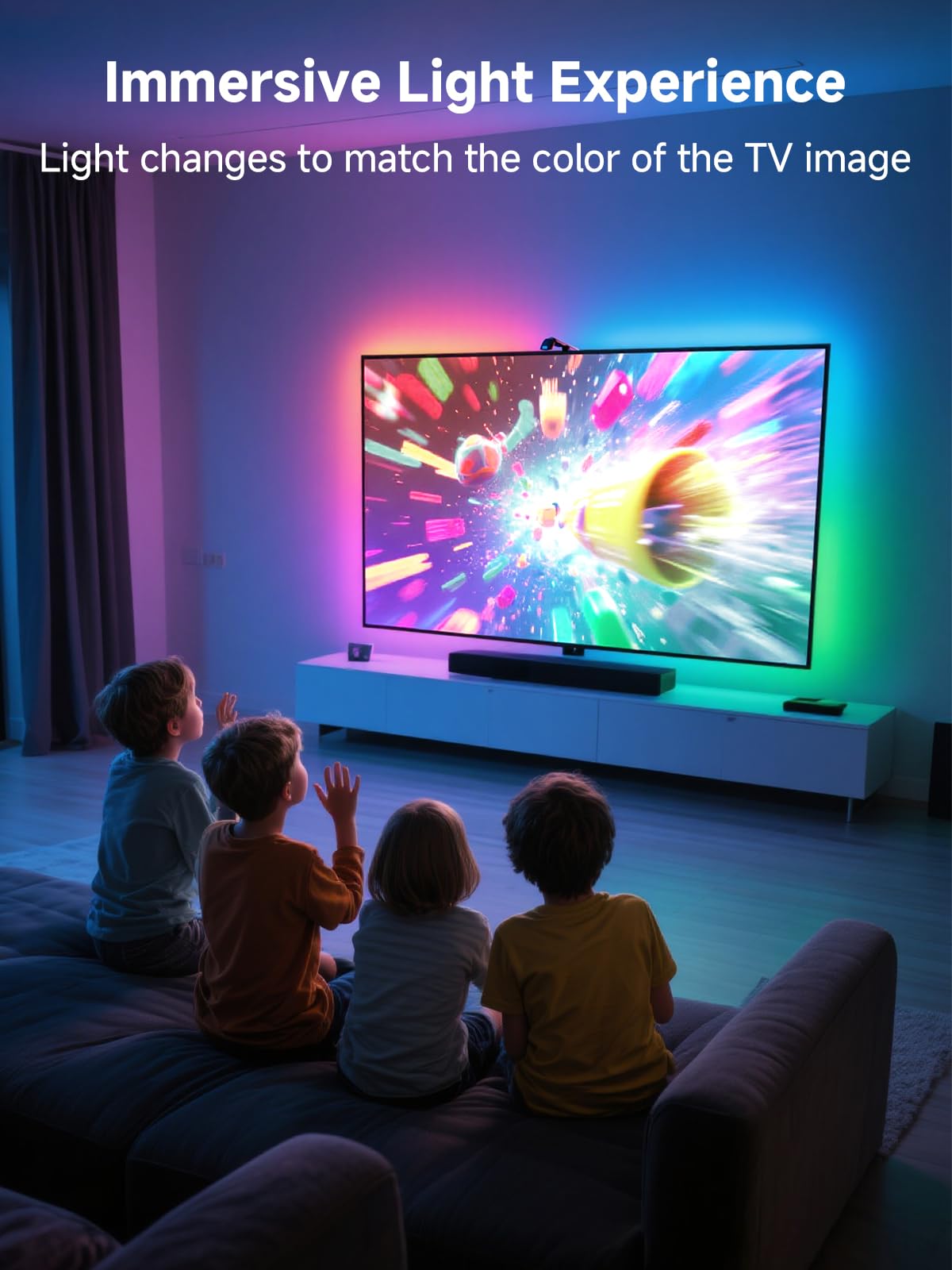 TV Backlight with Camera Sync, 13.7ft LED Strip for 45-65 in TV, App Control
