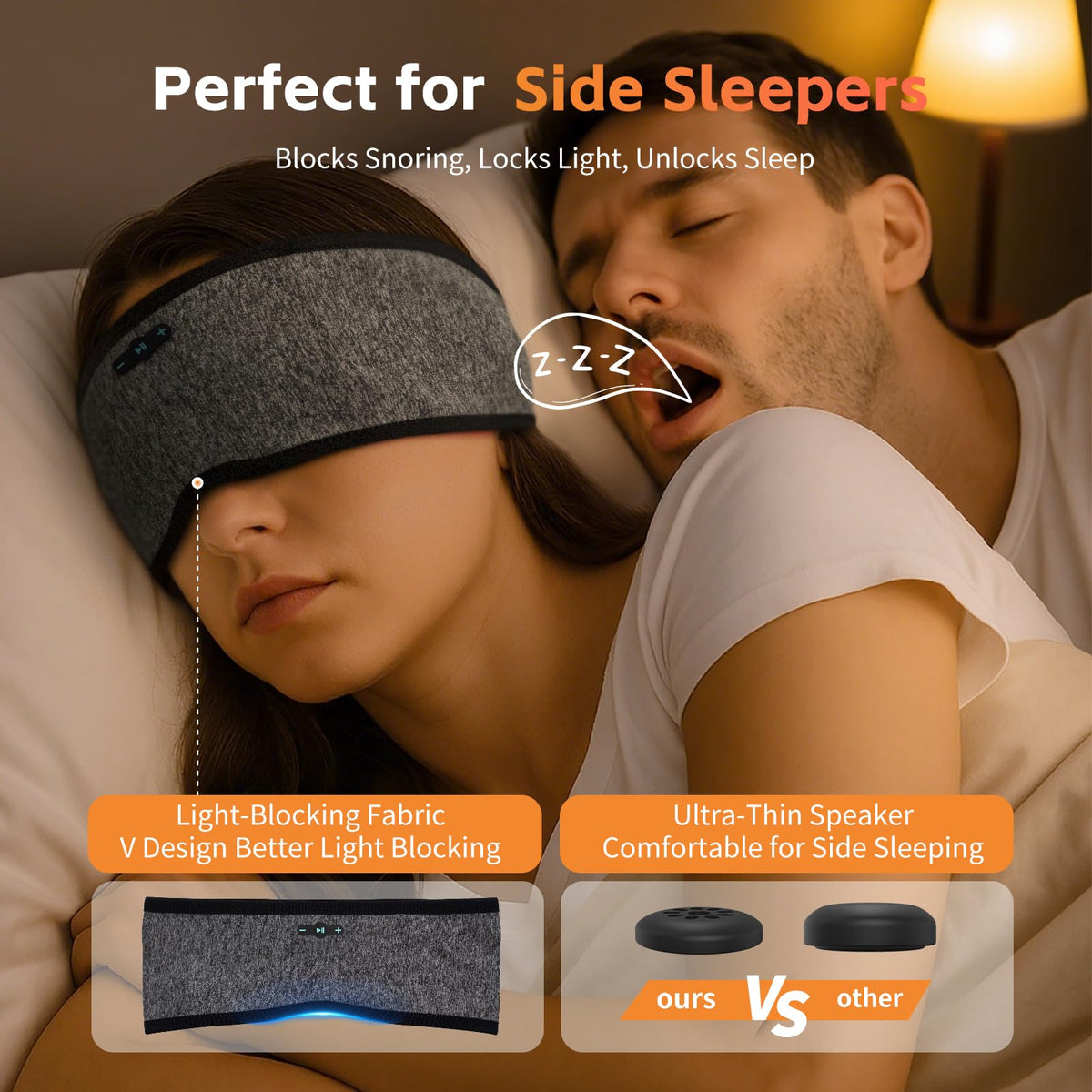 Sleep Headphones Bluetooth Headband for Side Sleepers