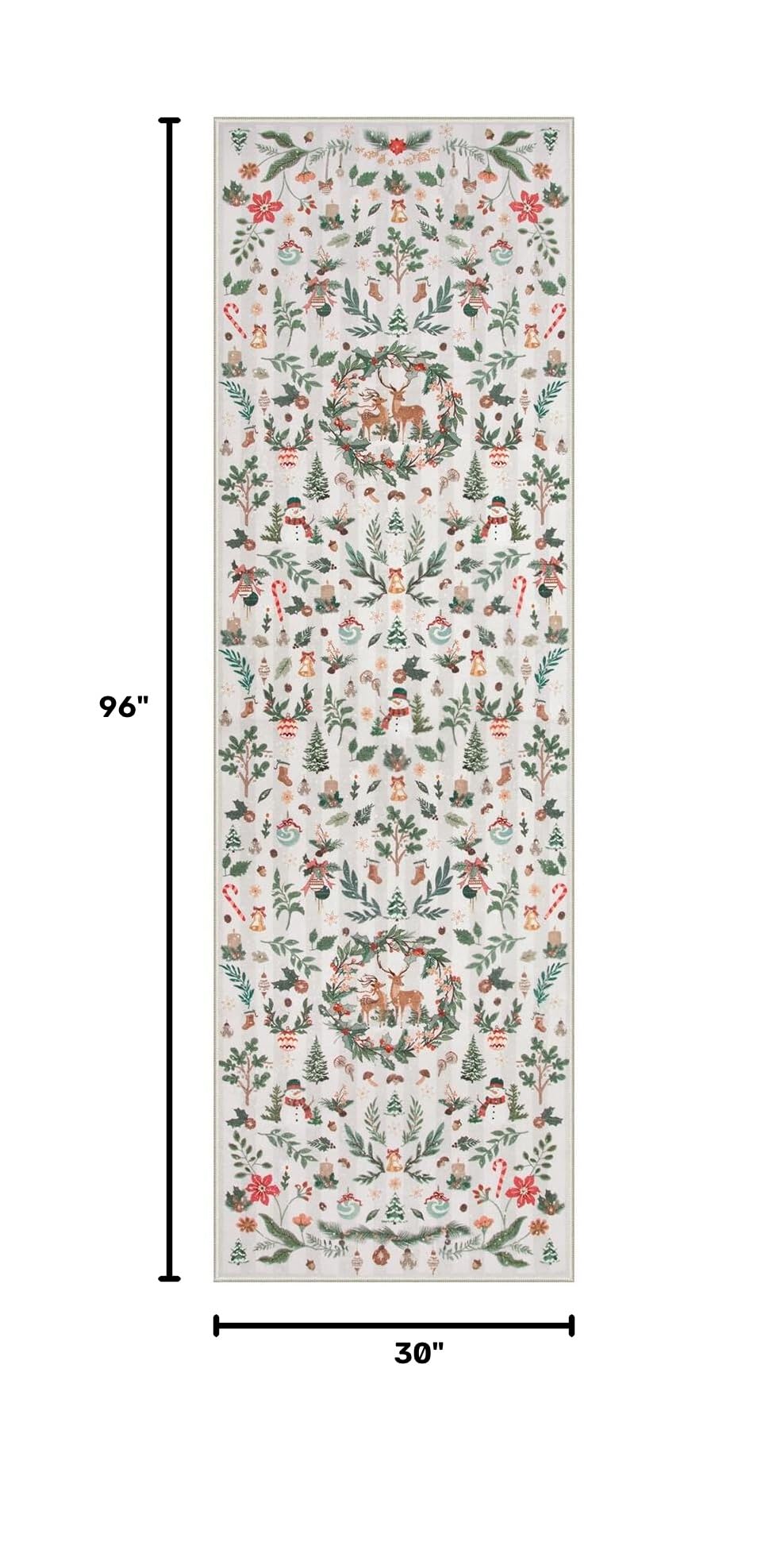 Lahome Christmas 8x10 Living Room Area Rug, Soft Christmas Tree Large Washable Rug for Bedroom, Non Slip Low Pile Indoor Floor Carpet for Home Office Xmas Holiday Decor, Beige