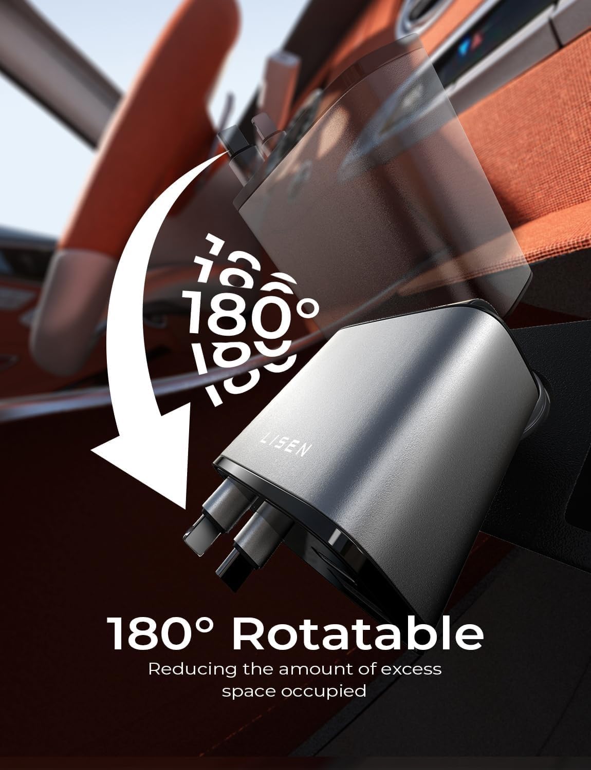 LISEN Retractable Car Charger, 84W Car Charger USB C Fast Charge,4 in 1