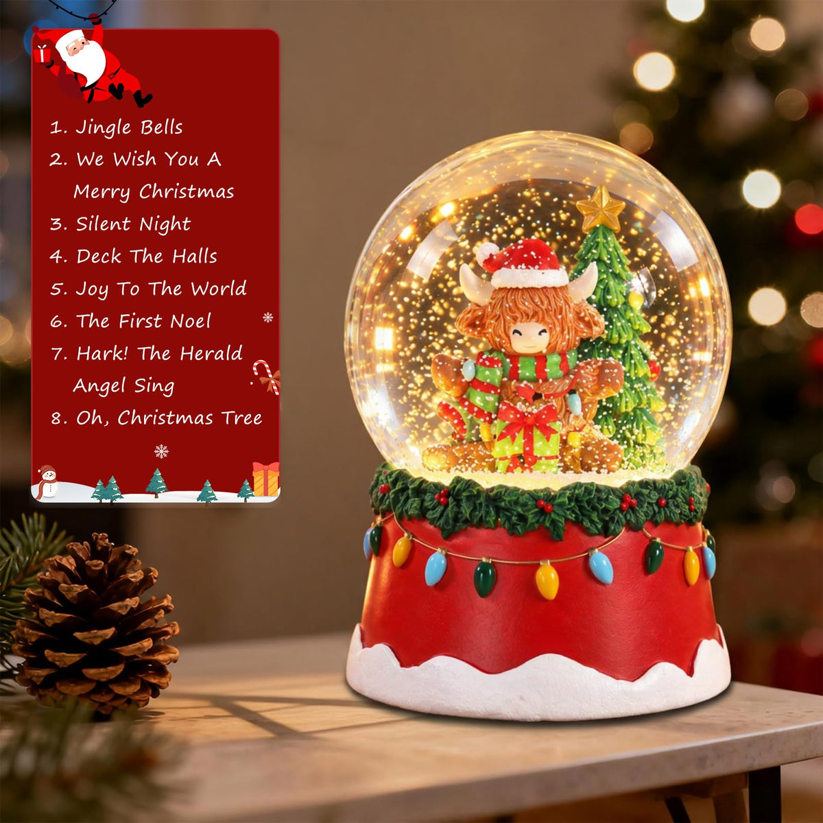 Musical Snow Globe with Color Changing LED Lights, Snowman Music Box