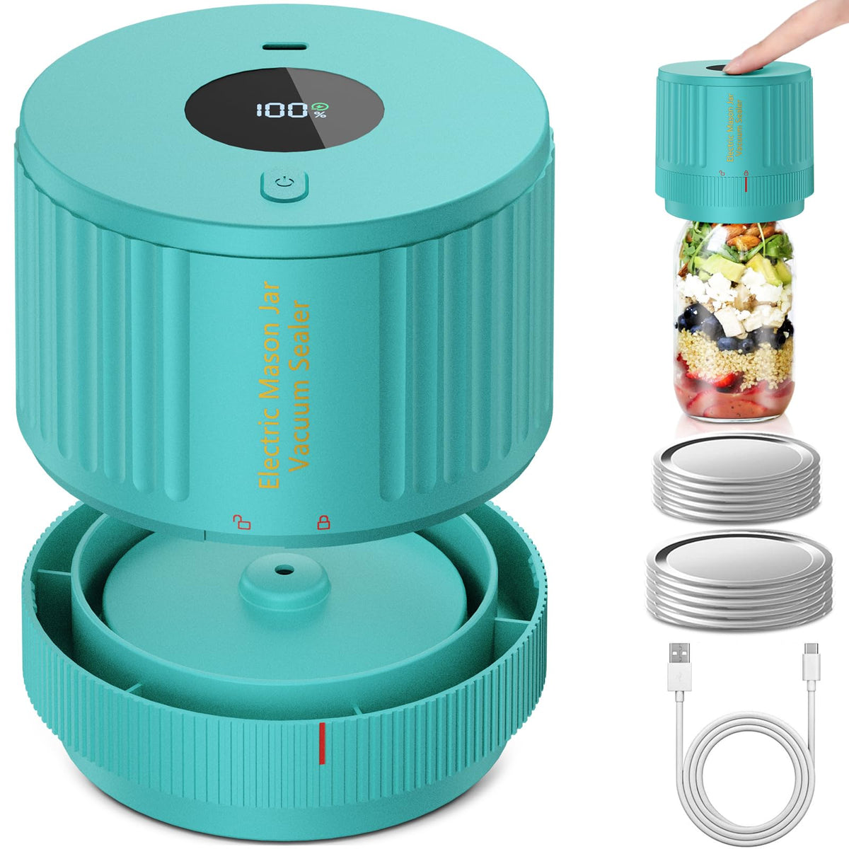 LOVE MOMENT Electric Mason Jar Vacuum Sealer Kit with One Touch Auto-Pause