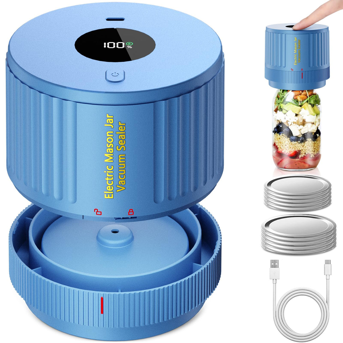 LOVE MOMENT Electric Mason Jar Vacuum Sealer Kit with One Touch Auto-Pause