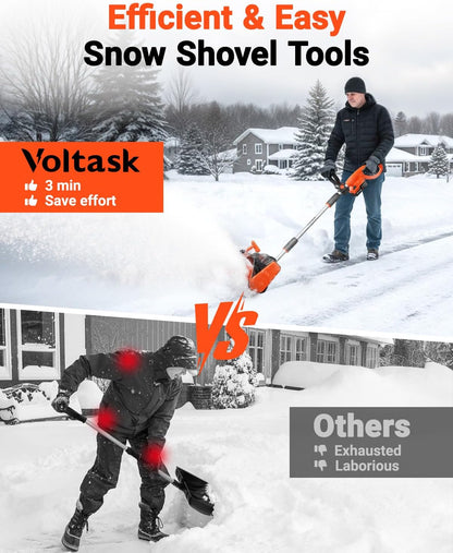 VOLTASK Cordless Snow Shovel, 24V | 13-Inch | 4-Ah Cordless Snow Blower, Battery Snow Blower with Directional Plate & Adjustable Front Handle (4-Ah Battery & Quick Charger Included)
