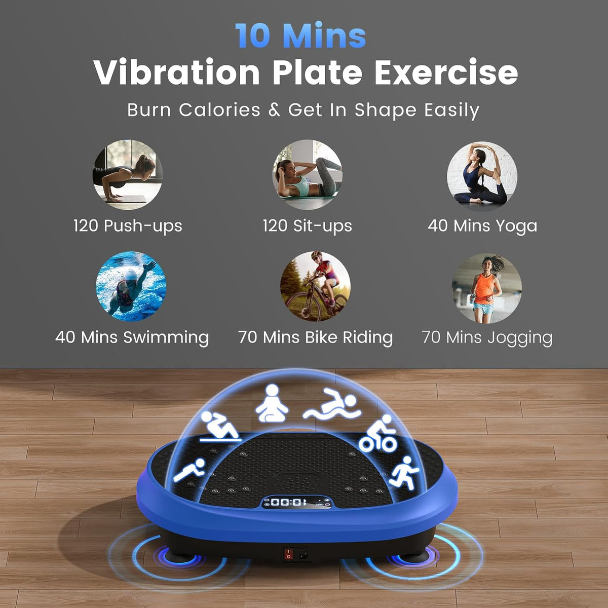 HVX Vibration Plate Exercise Machine 450 lbs Capacity Lymphatic Drainage