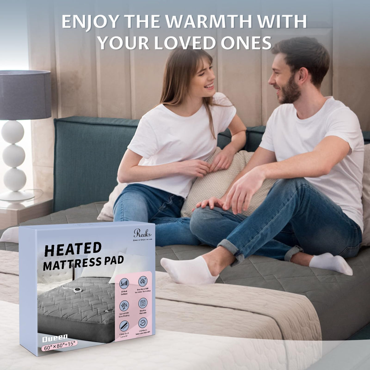 Heated Mattress Pad Queen, 3D Air Fabric, Preheat & Memory for Cold Winter