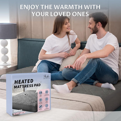 Heated Mattress Pad Queen with Preheat & Memory, 3D Air Fabric