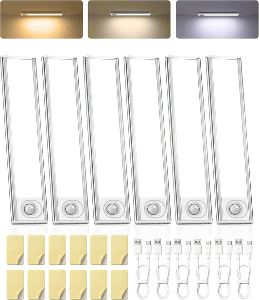 Under Cabinet Lighting 6 Pack, Rechargeable Motion Sensor Closet Lights
