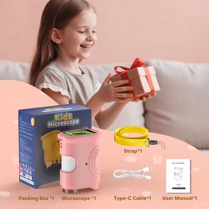 1000X Handheld Digital Microscope for Kids: Pocket Microscope with 2.0" IPS Screen - STEM Toys Birthday Gifts for Girls Boys Child - Portable Edu Science Kits Toddler Age 3-6 6-12