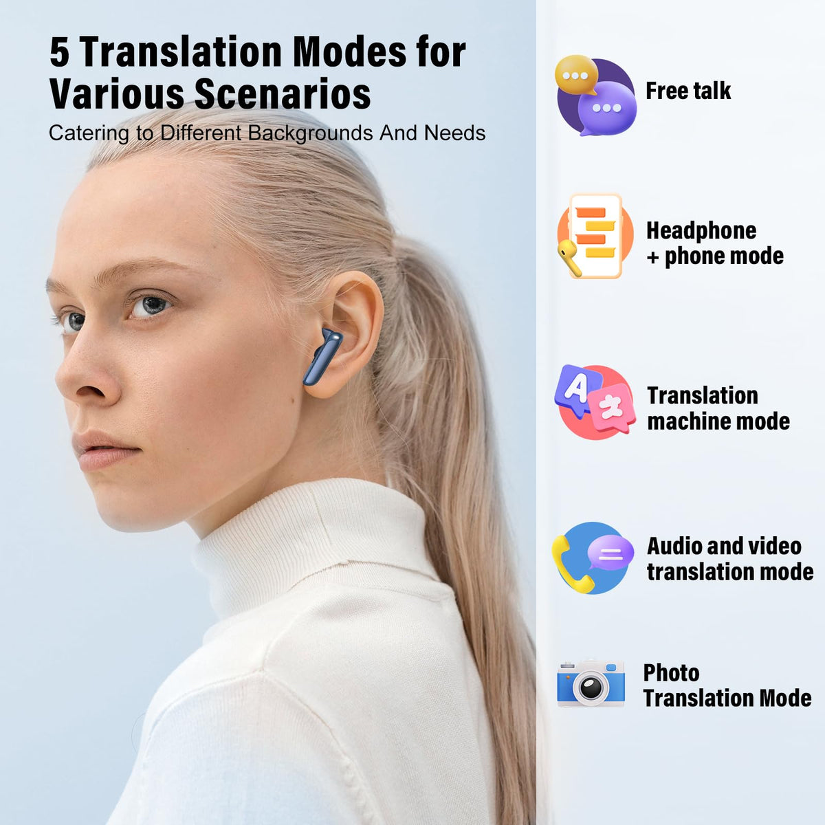 Translator Earbuds, Real Time AI Language Translation Earbuds
