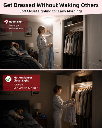 Under Cabinet Lighting 6 Pack, Rechargeable Motion Sensor Closet Lights