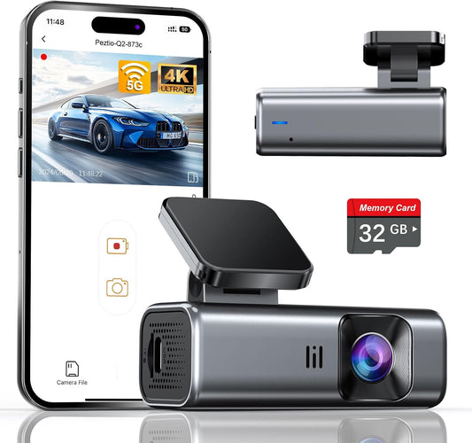 Mini Dash Cam 4K, 5GHz WiFi, 32GB Card Included