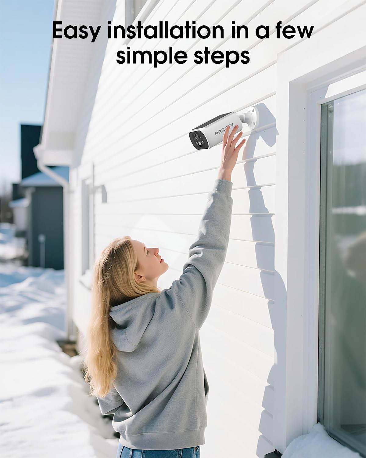 Solar Security Camera Outdoor Wireless, Built-in Solar Panel