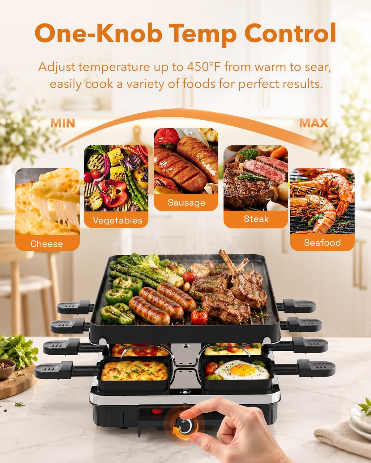 HBN Raclette Table Grill, 2-in-1 Korean BBQ Grill & Electric Griddle, 1300W
