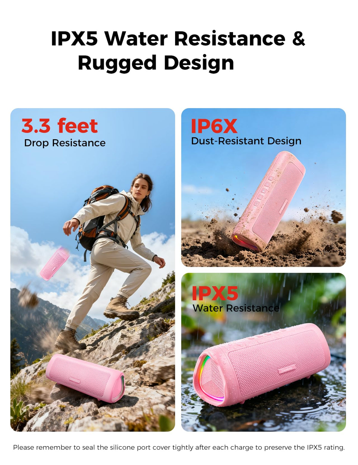 Portable Bluetooth Speaker 20W, IPX5 Waterproof, 24H Playtime