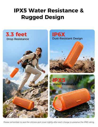 Portable Bluetooth Speaker 20W, IPX5 Waterproof, 24H Playtime