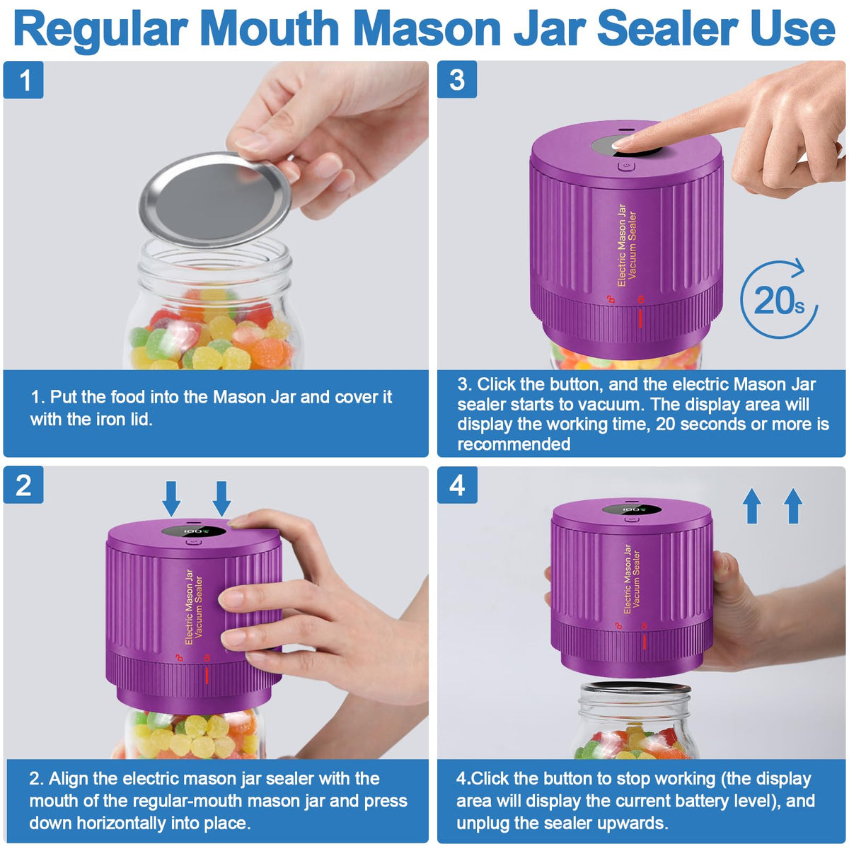 LOVE MOMENT Electric Mason Jar Vacuum Sealer Kit with One Touch Auto-Pause