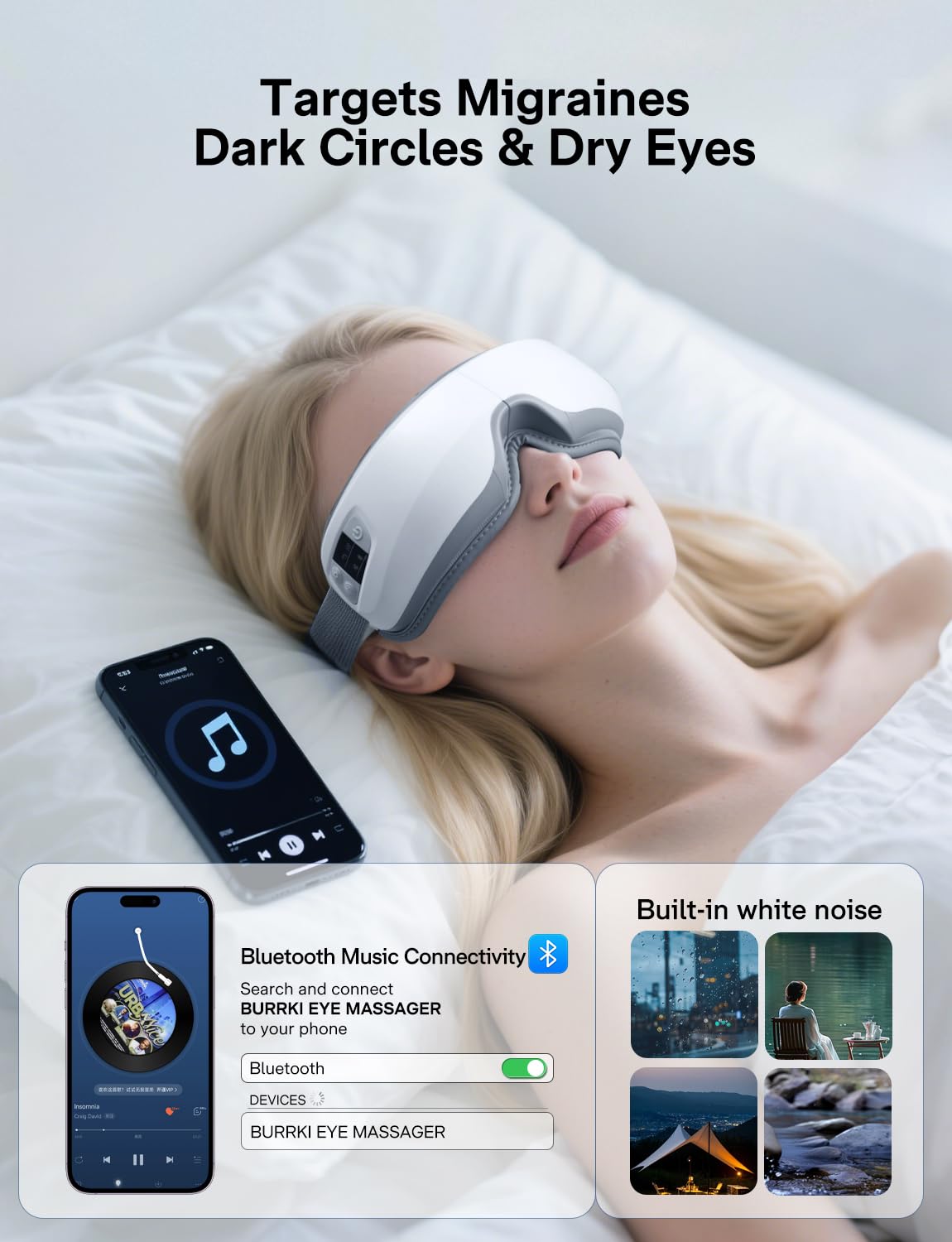 Eye Massager with Heat & Bluetooth Music, Heated Eye Mask