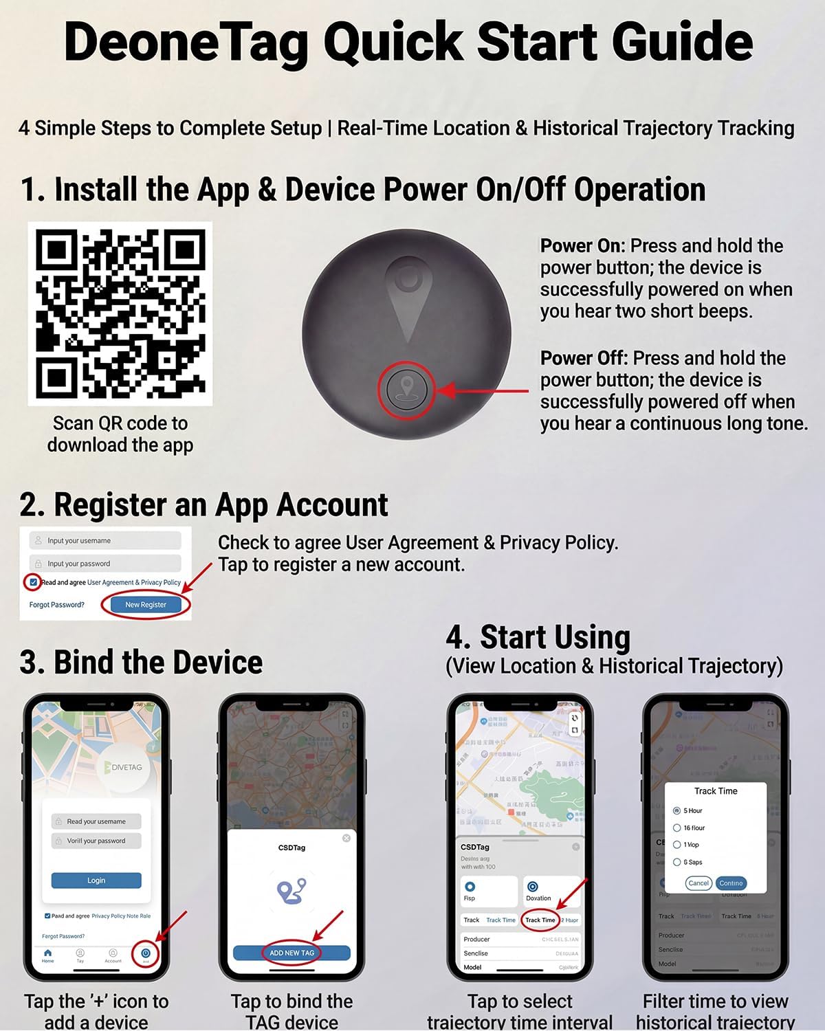 GPS Tracker for Dogs, No Monthly Fee, IP68 Waterproof Pet Tracker