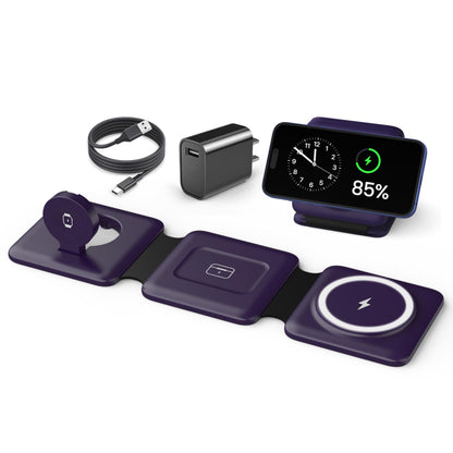 3 in 1 Charging Station, Foldable Magnetic Wireless Charger for iPhone & Watch