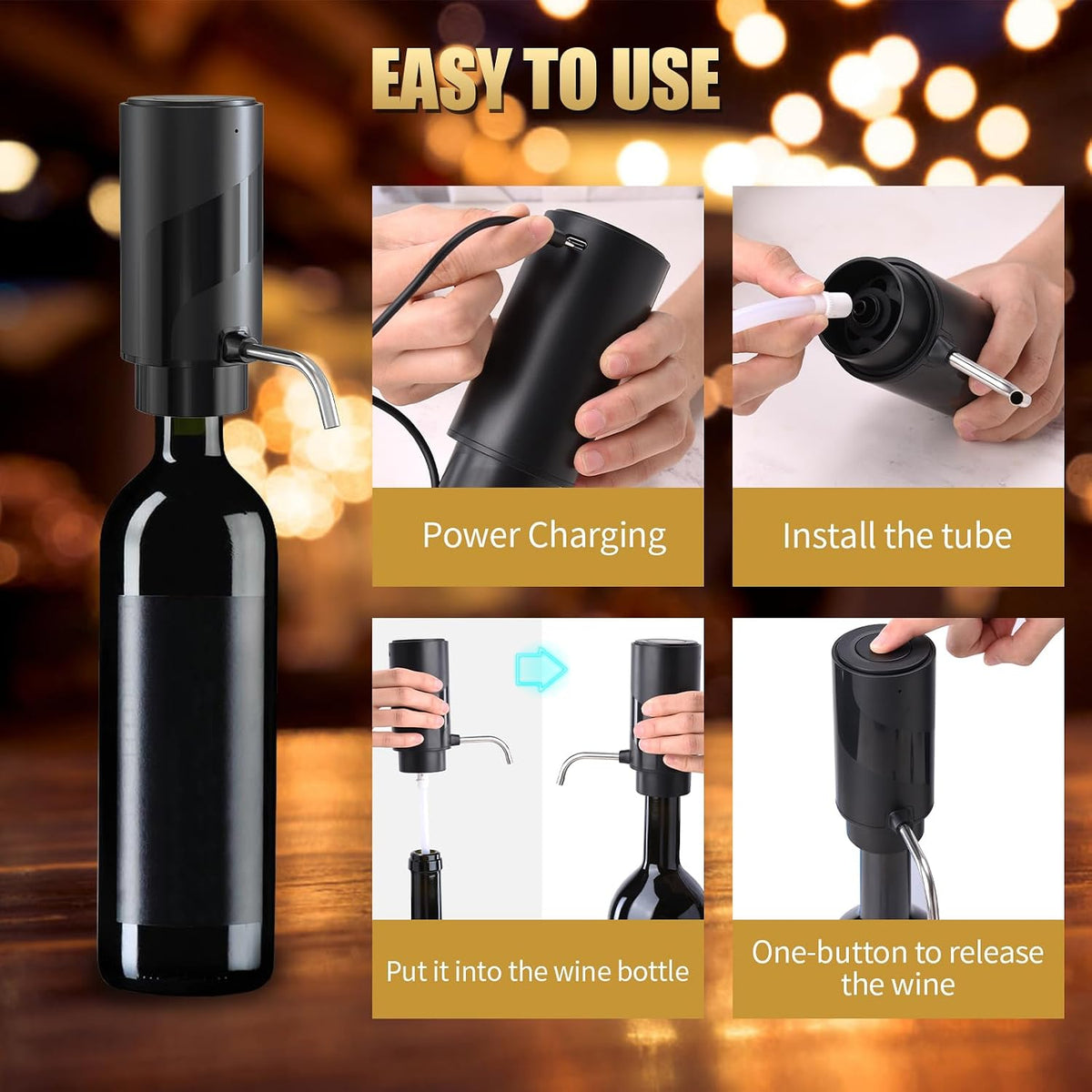 Electric Wine Dispenser Automatic Wine Aerator Rechargeable