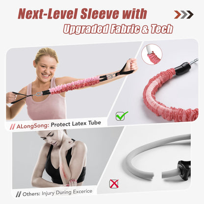 Upgraded Pilates Bar Kit with Resistance Bands Natural Latex for Women & Men, Heavy-Duty Stainless Steel Multifunctional Yoga Pilates Stick for Home Gym Exercise Fitness Equipment Full-Body Workouts