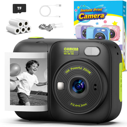 Kids Instant Print Camera with 5 Rolls Print Paper, 1080P HD Camera, Rechargeable Portable Toddler Selfie Camera, Christmas Birthday Gifts Toys for Boys Girls Age 3-12 (Red & Blue)