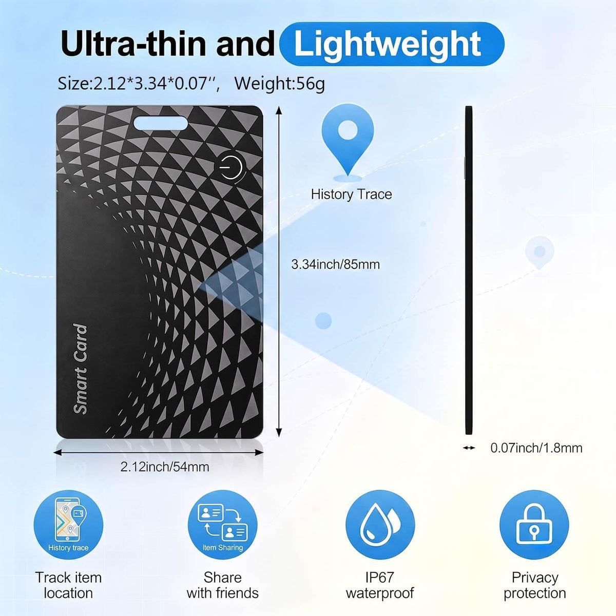 Wallet Tracker Card 2 Pack, Bluetooth Item Finder for iOS & Android