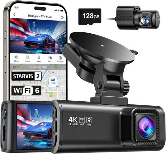 Dash Cam Front and Rear 4K, Night Vision, SD Card Included