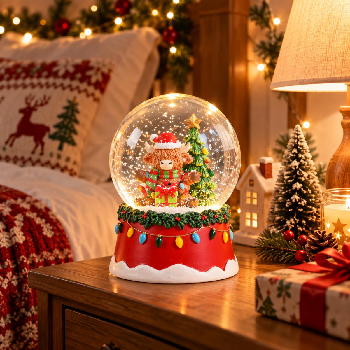 Musical Snow Globe with Color Changing LED Lights, Snowman Music Box