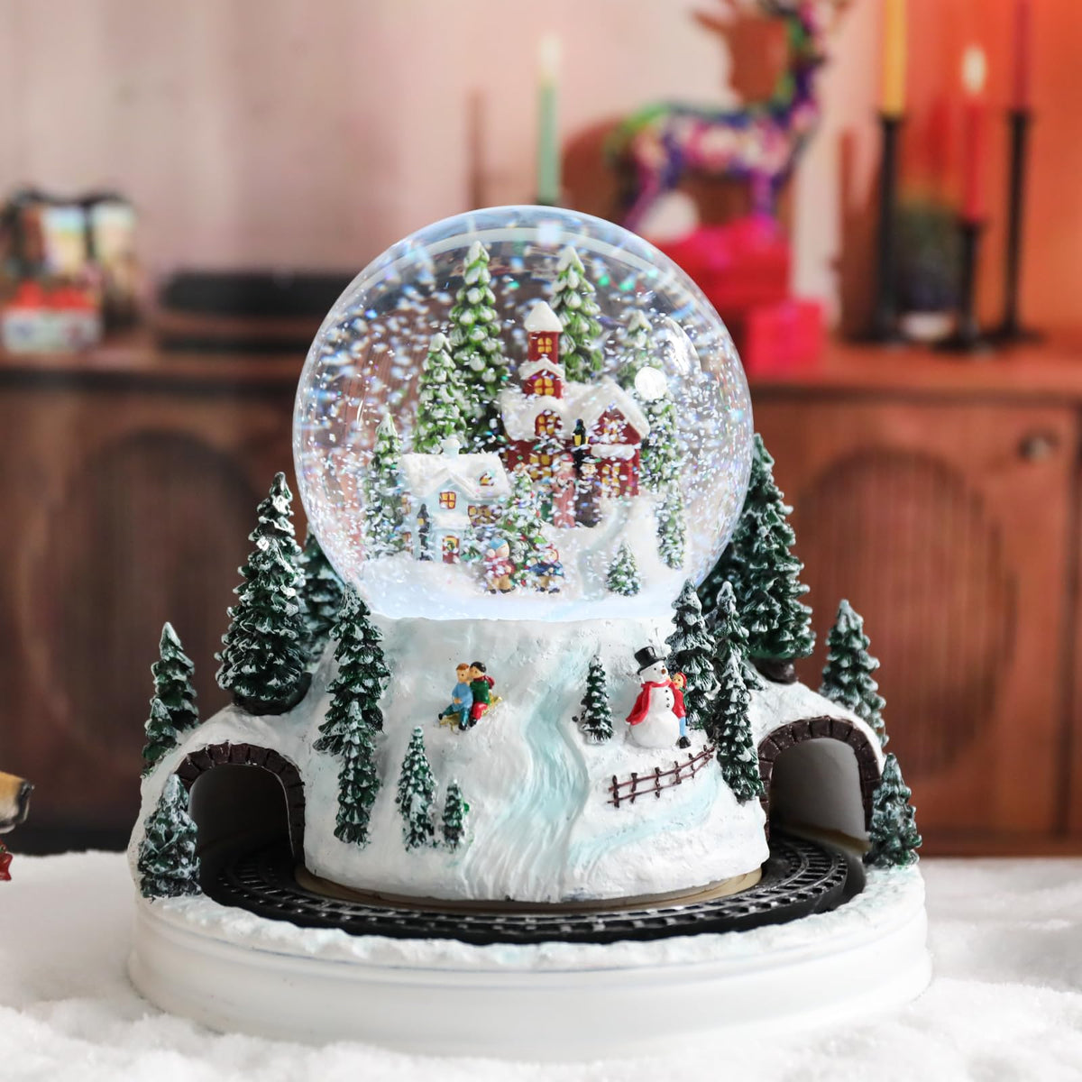 Musical Snow Globe with Color Changing LED Lights, Snowman Music Box