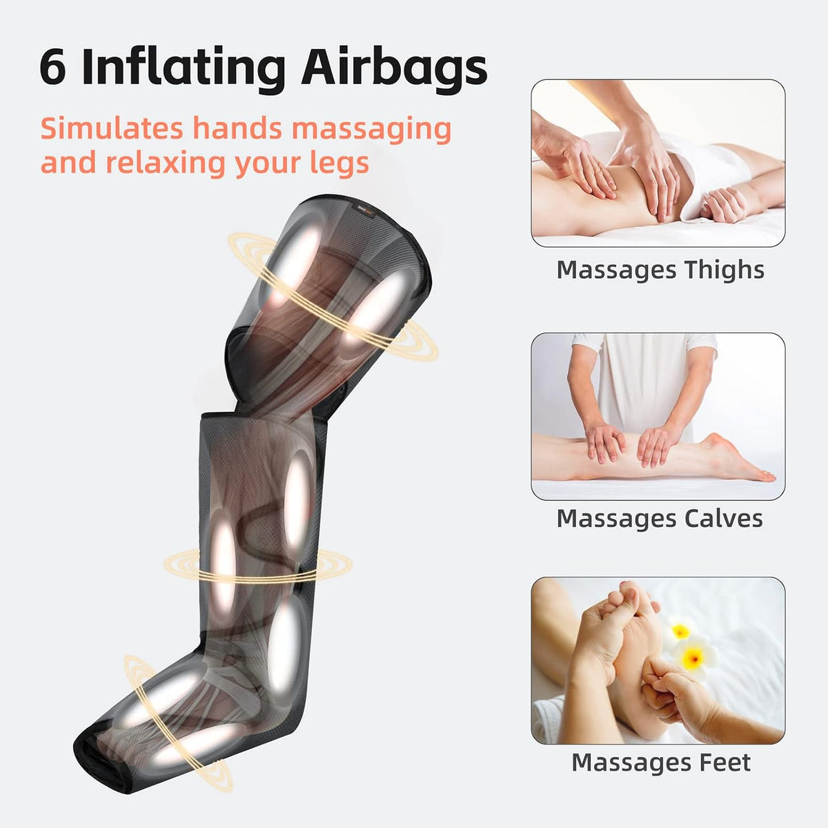 Air Compression Leg Massager, 3 Modes & 3 Intensities, Adjustable Wraps