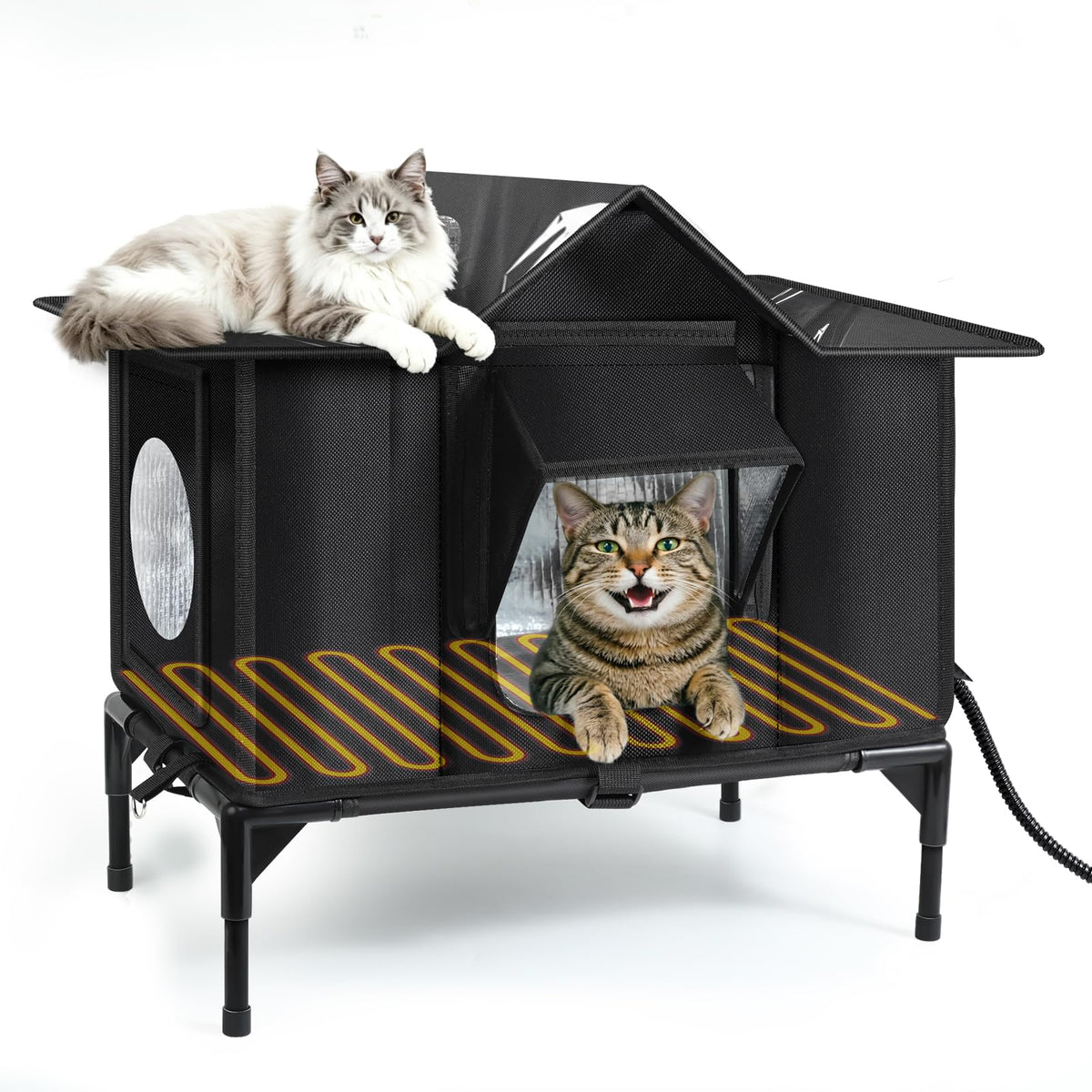 Outdoor Cat House Weatherproof, Heated Cat House, Insulated Cat House(M)