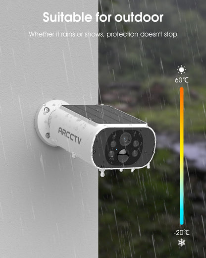 Solar Security Camera Outdoor Wireless, Built-in Solar Panel