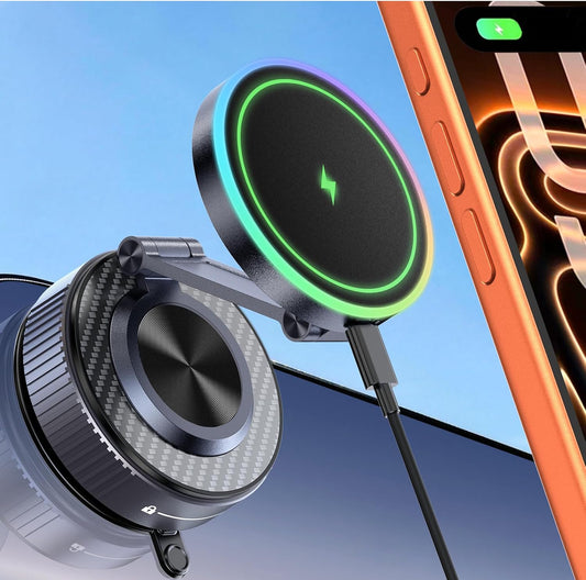 Magnetic Wireless Car Charger Mount 15W, Fast Charging Phone Holder