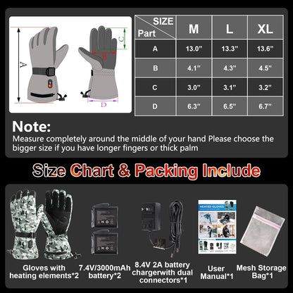 Rechargeable Heated Gloves for Men Women Hand Warmers Winter Ski Gloves
