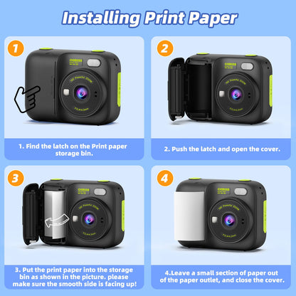 Kids Instant Print Camera with 5 Rolls Print Paper, 1080P HD Camera, Rechargeable Portable Toddler Selfie Camera, Christmas Birthday Gifts Toys for Boys Girls Age 3-12 (Red & Blue)