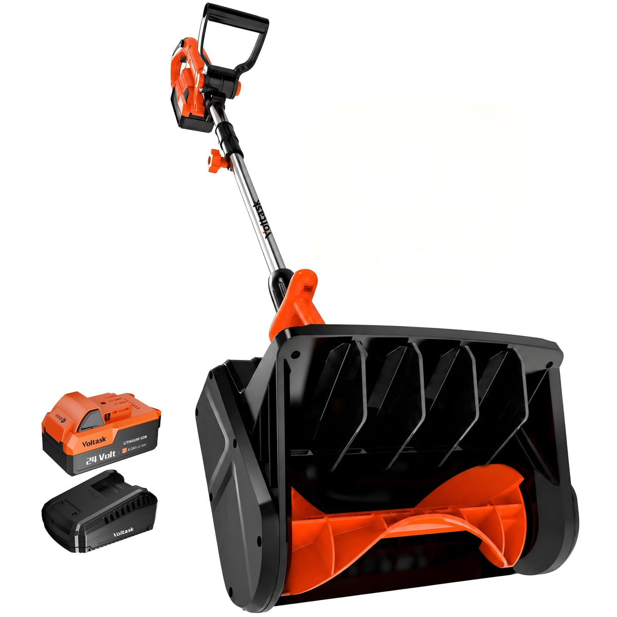 VOLTASK Cordless Snow Shovel, 24V | 13-Inch | 4-Ah Cordless Snow Blower, Battery Snow Blower with Directional Plate & Adjustable Front Handle (4-Ah Battery & Quick Charger Included)