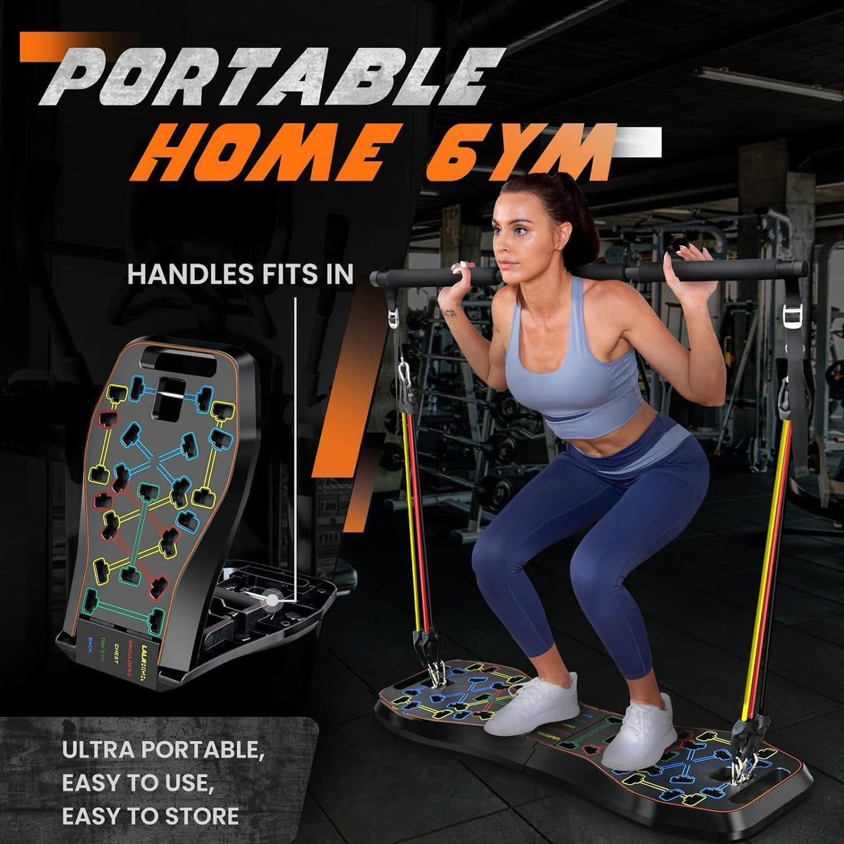 Upgraded Push Up Board,36 in 1 Home Gym Equipment with Ab Roller Wheel & Resistance Bands, Portable Foldable Workout Board for Full Body Strength Training Men Women,Gift for Boyfriend