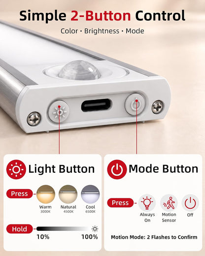 Under Cabinet Lighting 6 Pack, Rechargeable Motion Sensor Closet Lights