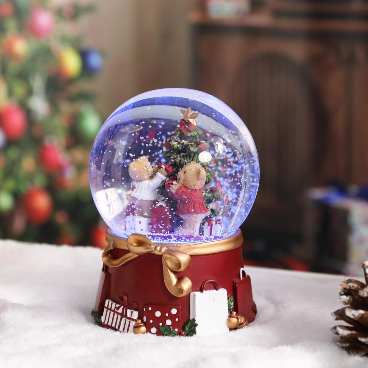 Musical Snow Globe with Color Changing LED Lights, Snowman Music Box