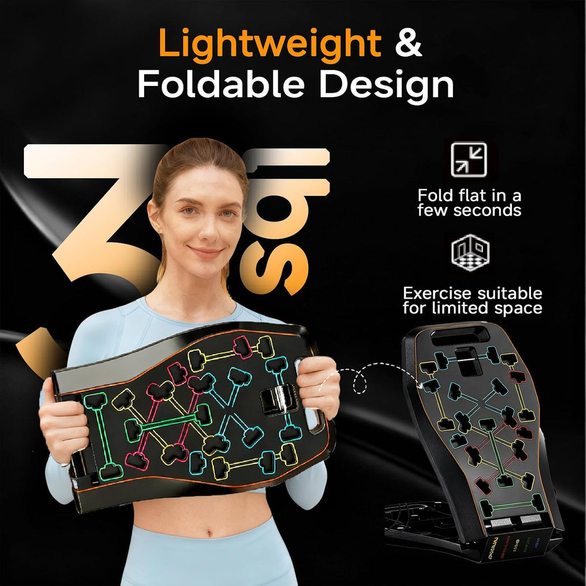 Upgraded Push Up Board,36 in 1 Home Gym Equipment with Ab Roller Wheel & Resistance Bands, Portable Foldable Workout Board for Full Body Strength Training Men Women,Gift for Boyfriend
