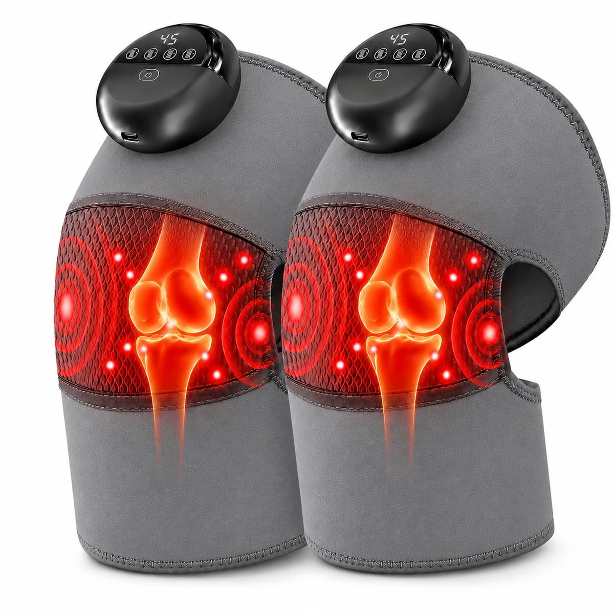 Heated Knee Massager, Cordless with 4 Heat Levels & Vibration