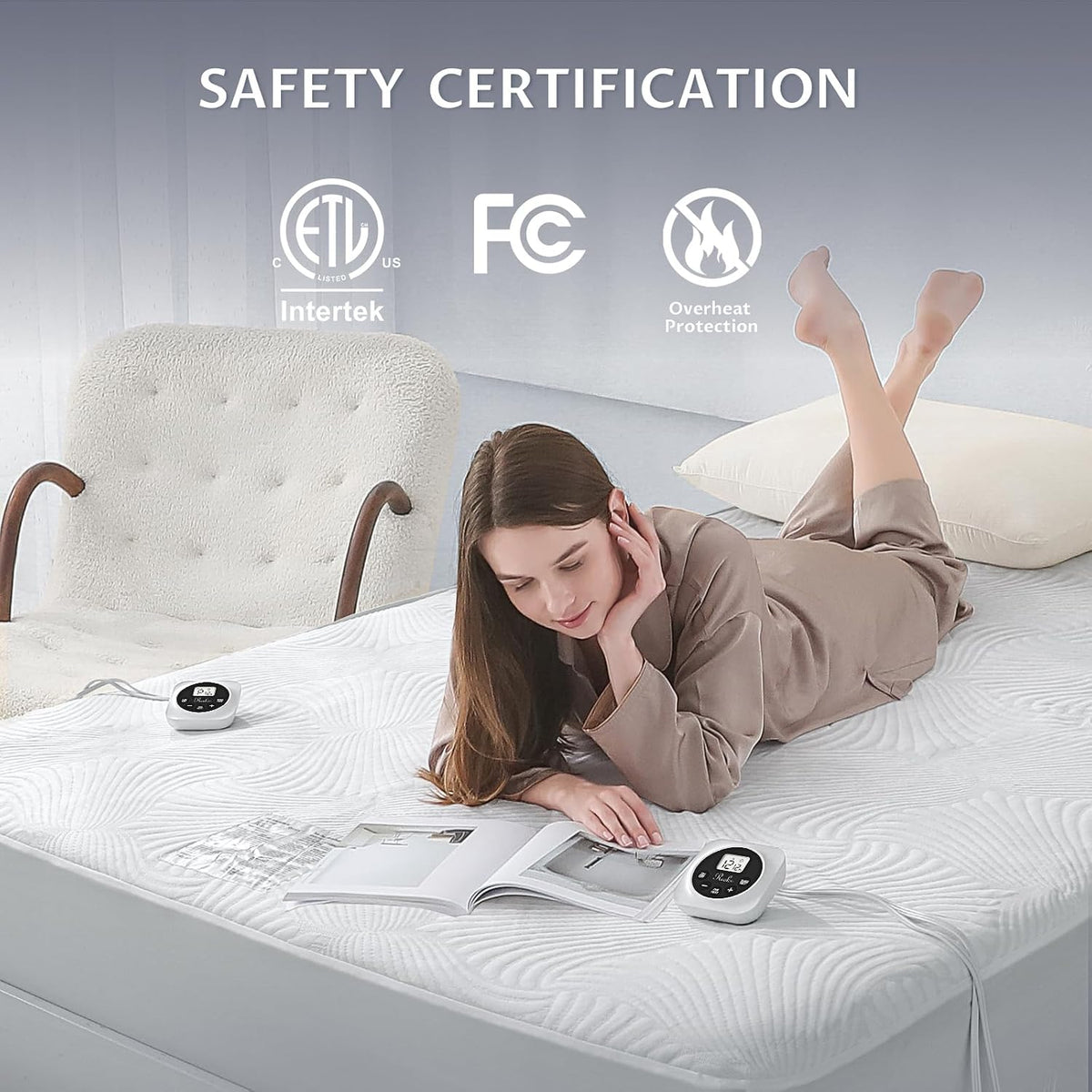 Heated Mattress Pad Queen, 3D Air Fabric, Preheat & Memory for Cold Winter