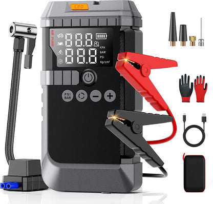 6000A Portable Battery Jump Starter with Air Compressor for Car