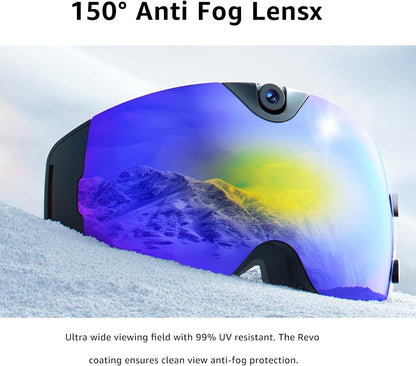 OhO sunshine Smart Ski Goggles, 4K WiFi Camera Snowboard Goggles with UV Protection, Anti Fog(Men/Women)